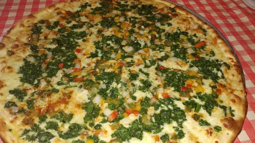Garlic Olive Oil Sauce with Spinach Onions & Peppers