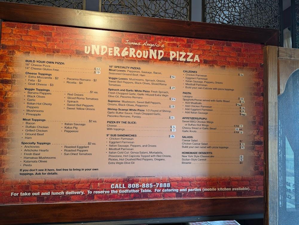 James Angelo's Underground Pizza Menu image 3