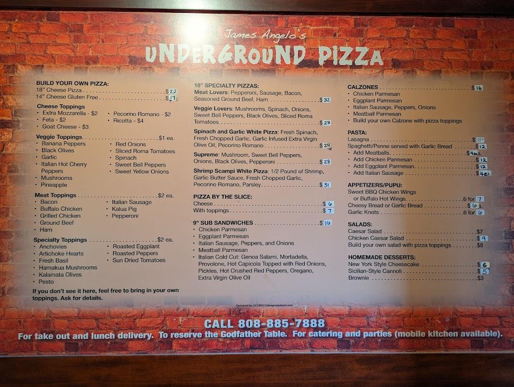 James Angelo's Underground Pizza Menu image 4